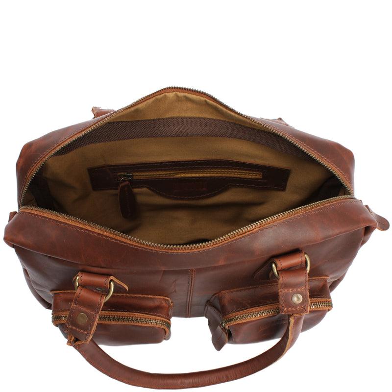 Leconi Schultertasche Handtasche Henkeltasche Damen Leder braun LE0046 Sonderangebot