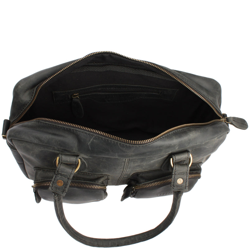 Leconi Schultertasche Handtasche Henkeltasche Damen Leder grau LE0046 Rabatt