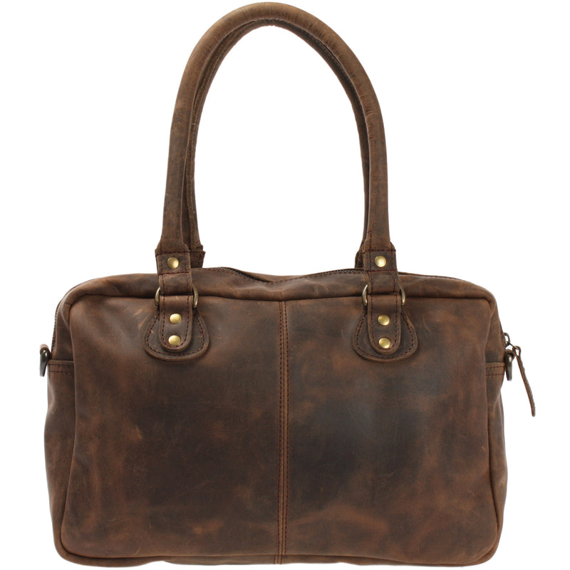 Leconi Schultertasche Handtasche Henkeltasche Damen Leder schlamm LE0046 Günstig kaufen