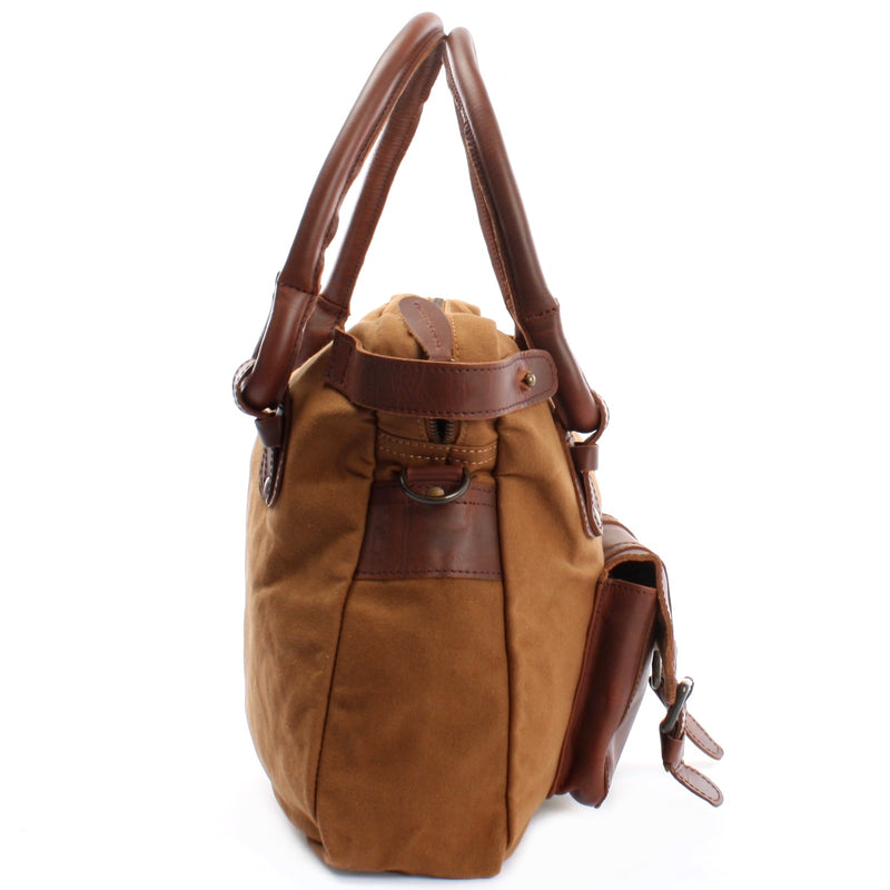 Leconi Schultertasche Henkeltasche Damentasche Handtasche Leder Canvas cognac LE0050 Online Shopping