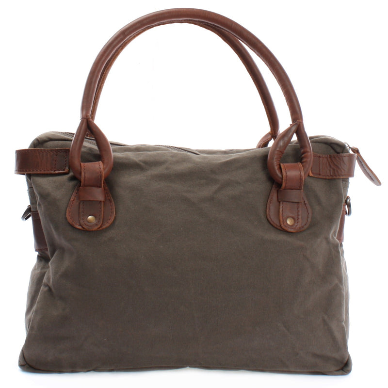 Leconi Schultertasche Henkeltasche Damentasche Handtasche Leder Canvas grau LE0050 Exklusivangebot