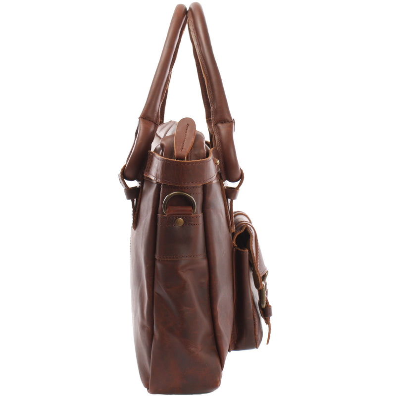 Leconi Schultertasche Henkeltasche Damentasche Handtasche Leder braun LE0050 Preisnachlass
