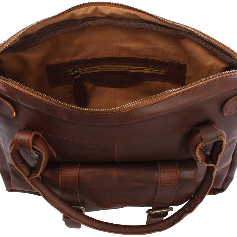 Leconi Schultertasche Henkeltasche Damentasche Handtasche Leder braun LE0050 Preisnachlass