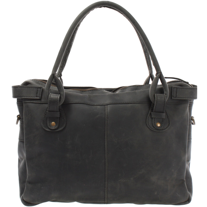 Leconi Schultertasche Henkeltasche Damentasche Handtasche Leder grau LE0050 Saisonschlussverkauf
