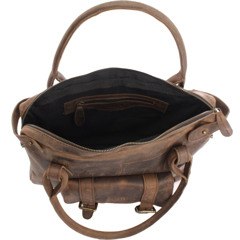 Leconi Schultertasche Henkeltasche Damentasche Handtasche Leder schlamm LE0050 Black Friday
