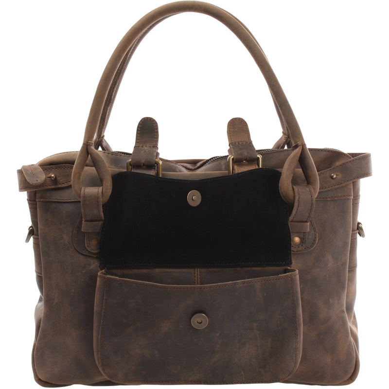 Leconi Schultertasche Henkeltasche Damentasche Handtasche Leder schlamm LE0050 Black Friday
