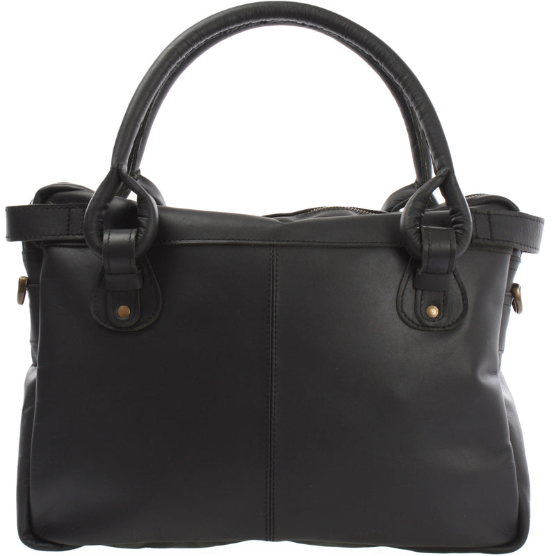 Leconi Schultertasche Henkeltasche Damentasche Handtasche Leder schwarz LE0050 Cyber Monday