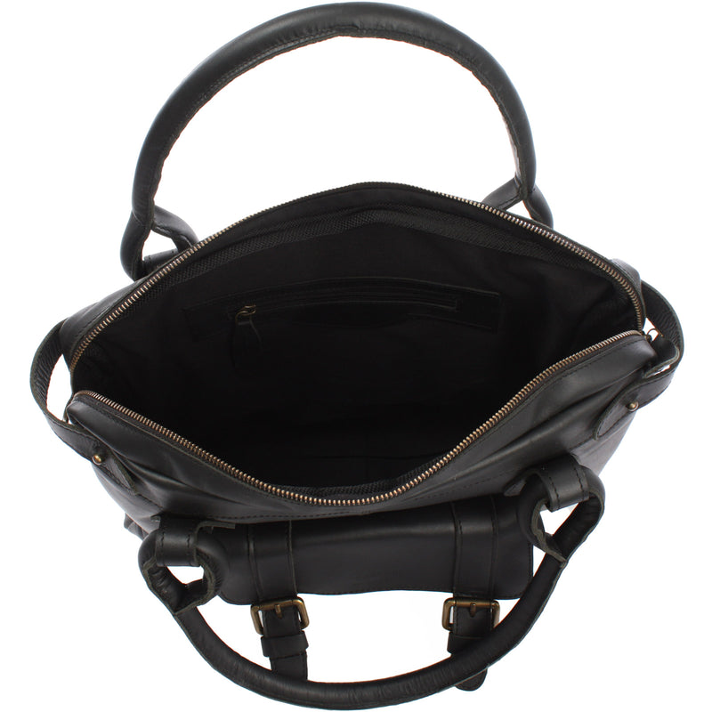 Leconi Schultertasche Henkeltasche Damentasche Handtasche Leder schwarz LE0050 Cyber Monday