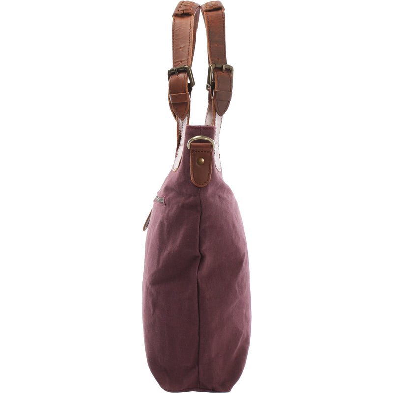 Leconi Schultertasche Umhängetasche Henkeltasche Shopper Damentasche Canvas Leder bordeaux LE0054 Weihnachtsangebot