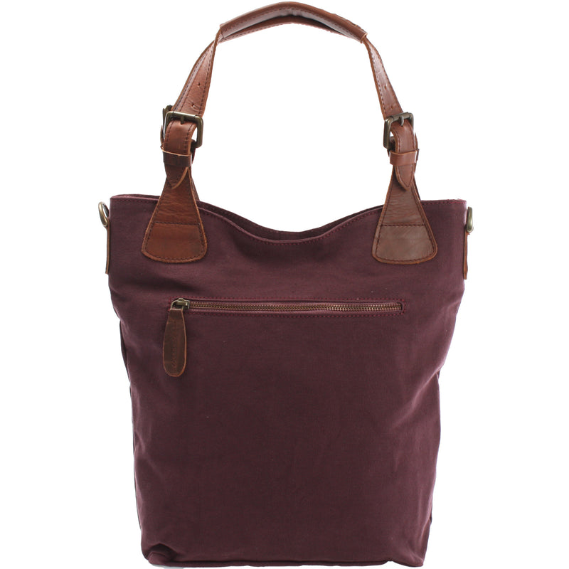 Leconi Schultertasche Umhängetasche Henkeltasche Shopper Damentasche Canvas Leder bordeaux LE0054 Weihnachtsangebot