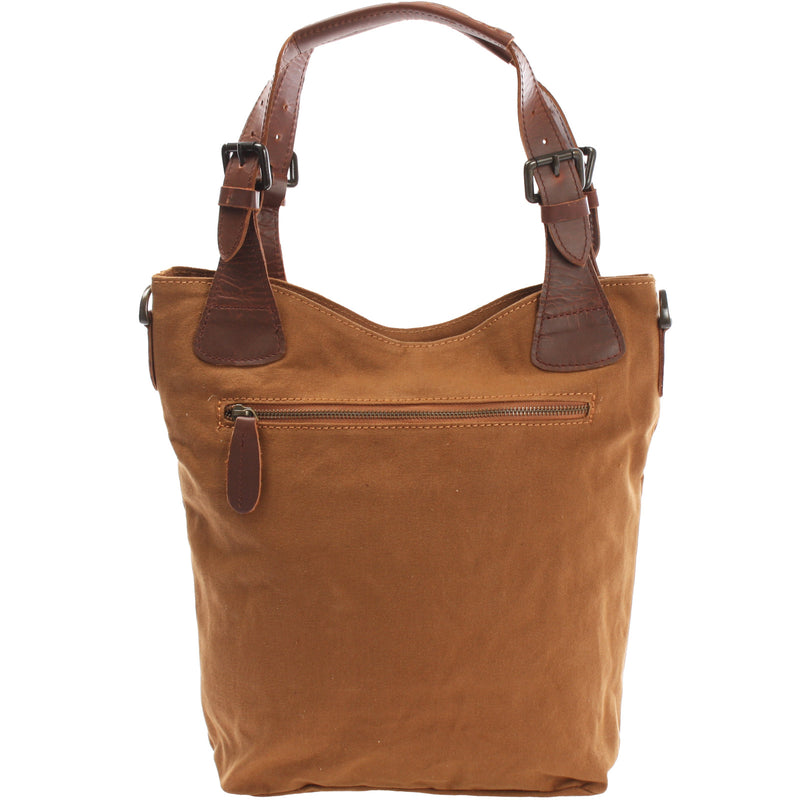 Leconi Schultertasche Umhängetasche Henkeltasche Shopper Damentasche Canvas Leder cognac LE0054 Osterangebot