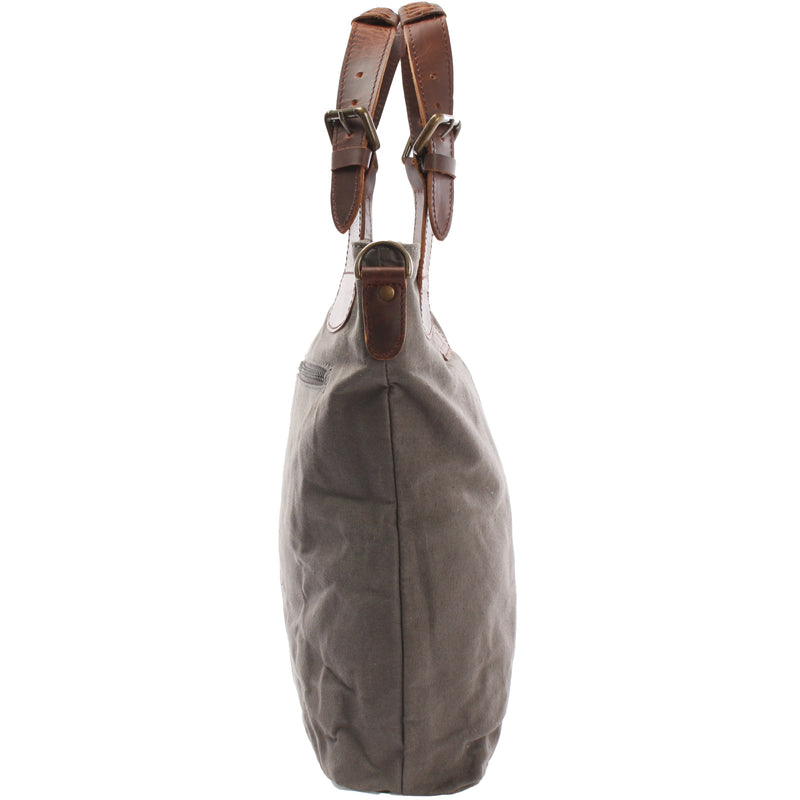 Leconi Schultertasche Umhängetasche Henkeltasche Shopper Damentasche Canvas Leder grau LE0054 Muttertagsangebot