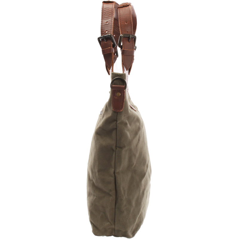 Leconi Schultertasche Umhängetasche Henkeltasche Shopper Damentasche Canvas Leder grün LE0054 Vatertagsangebot