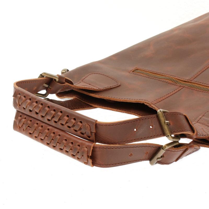 Leconi Umhängetasche Schultertasche Henkeltasche Damentasche Leder braun LE0054 Jubiläumsangebot