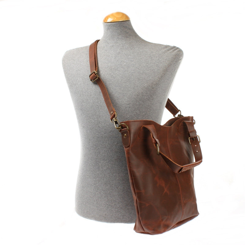 Leconi Umhängetasche Schultertasche Henkeltasche Damentasche Leder braun LE0054 Jubiläumsangebot