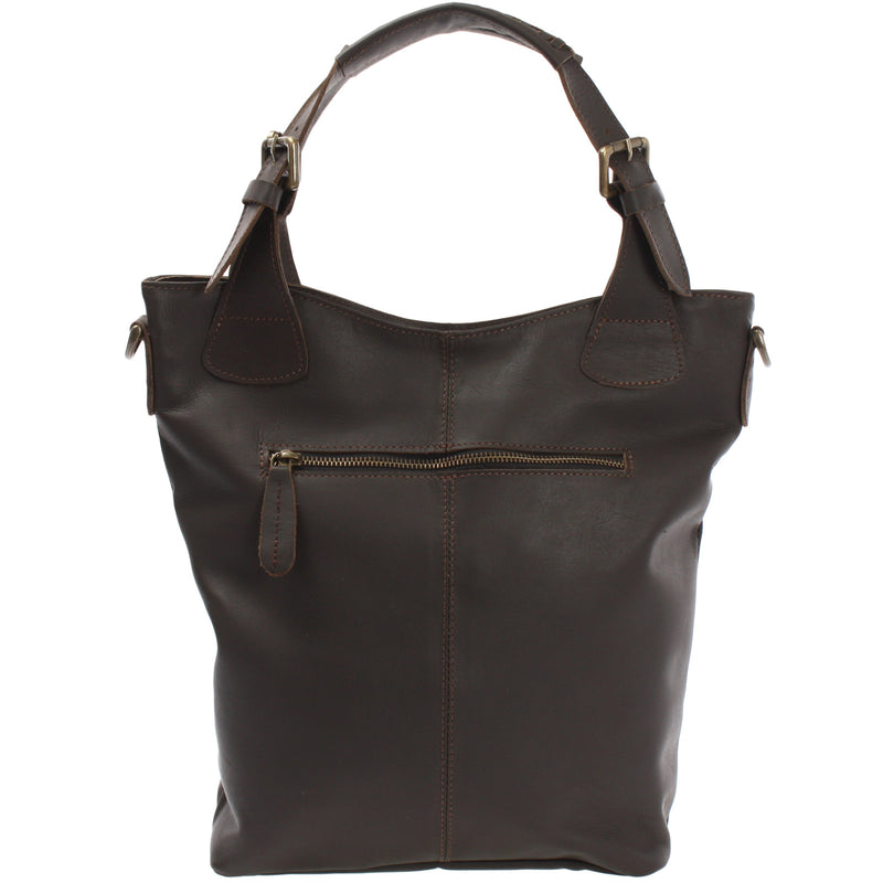 Leconi Umhängetasche Schultertasche Henkeltasche Damentasche Leder dunkelbraun LE0054 Lagerräumung