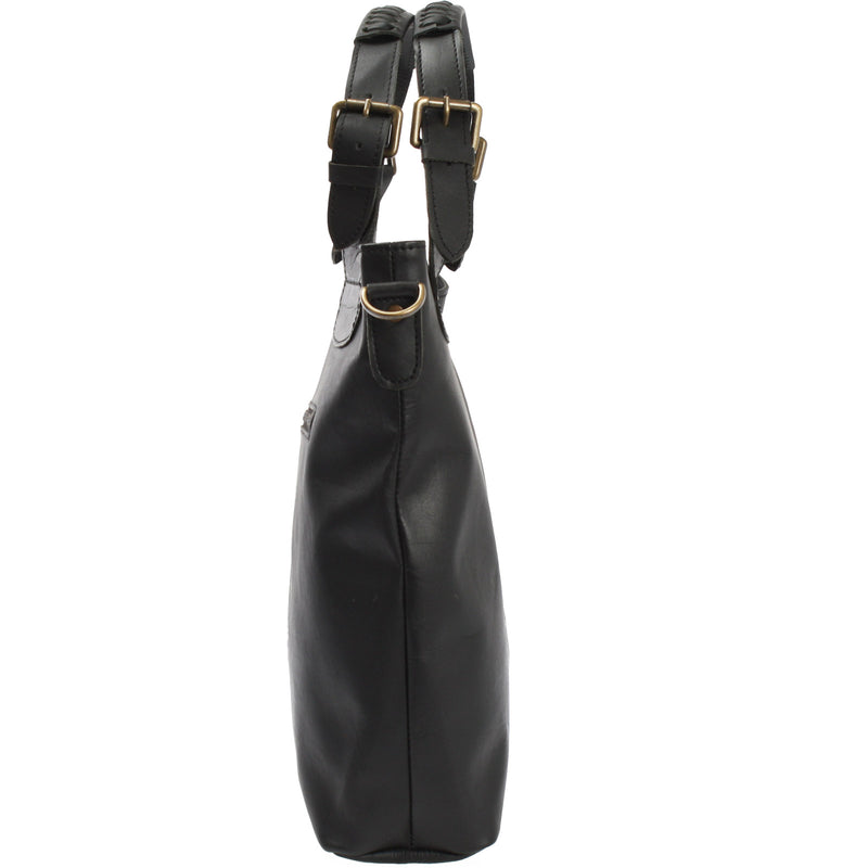 Leconi Umhängetasche Schultertasche Henkeltasche Damentasche Leder schwarz LE0054 Heißer Verkauf