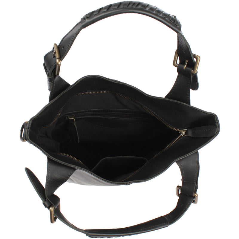 Leconi Umhängetasche Schultertasche Henkeltasche Damentasche Leder schwarz LE0054 Heißer Verkauf