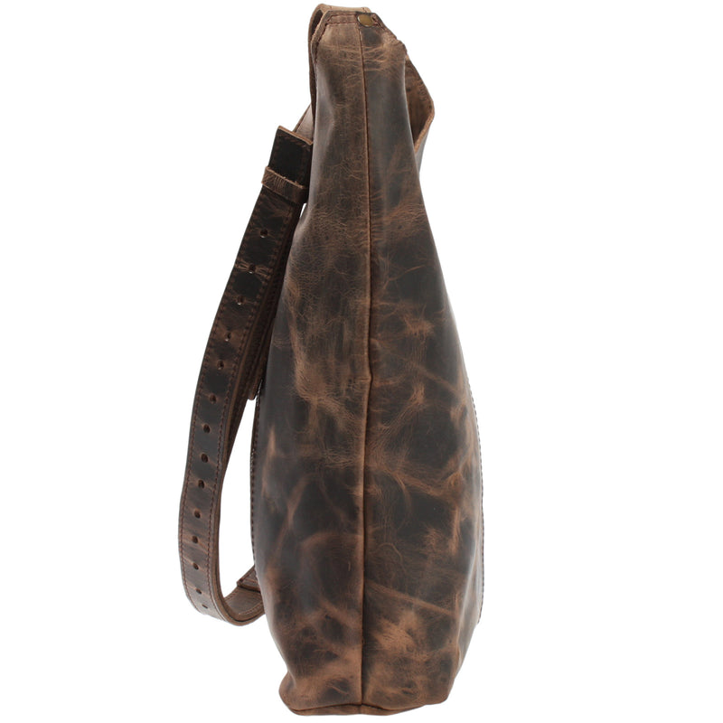 Leconi große Umhängetasche Schultertasche Beuteltasche Damentasche Leder schlamm LE0055 Top Angebot
