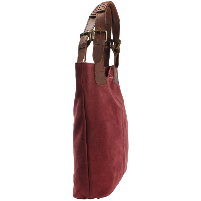 Leconi Henkeltasche Damentasche Veloursleder Leder bordeaux LE0033 Online Outlet