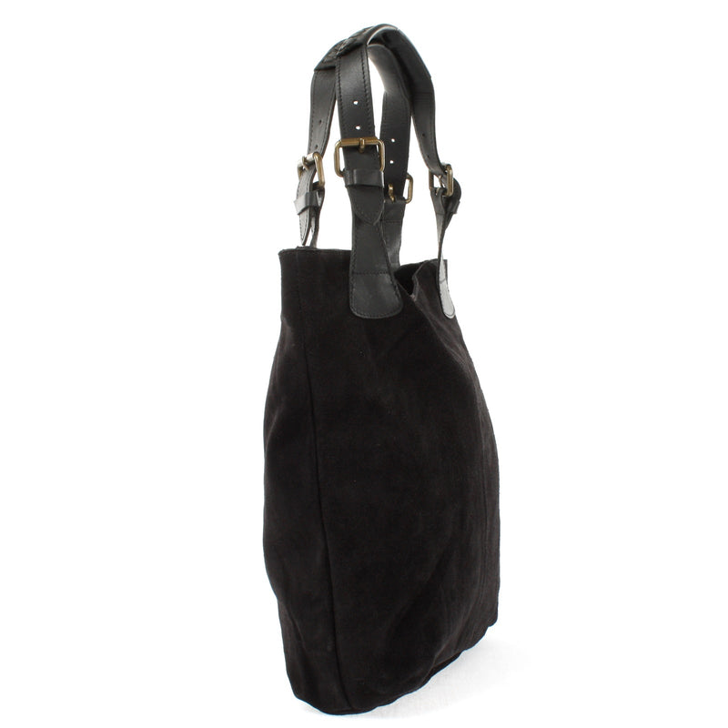 Leconi Henkeltasche Damentasche Veloursleder Leder schwarz LE0033 Neuheiten