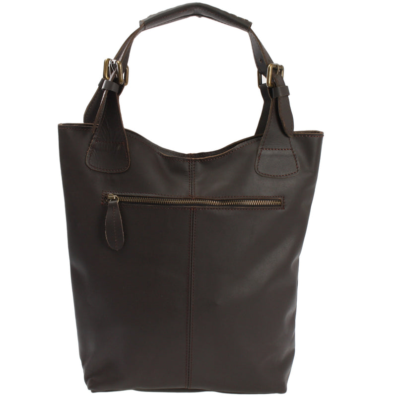 Leconi Henkeltasche Schultertasche Shopper Leder dunkelbraun LE0033 Saisonale Angebote