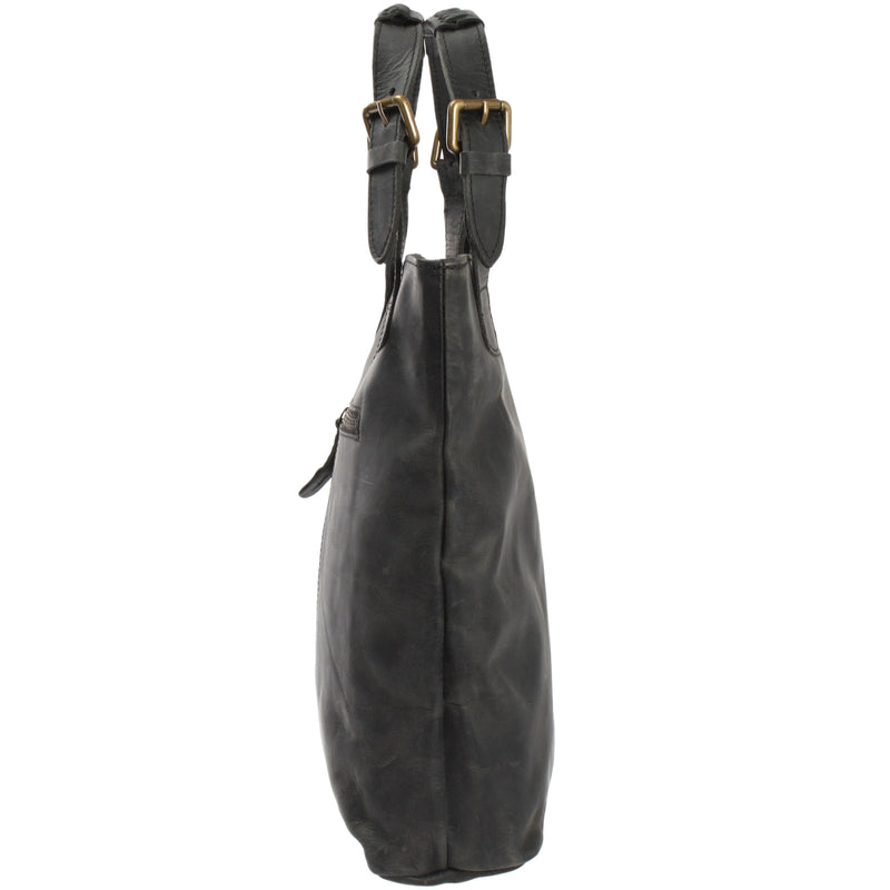 Leconi Henkeltasche Ledertasche Damentasche Leder grau LE0033 Räumungsverkauf