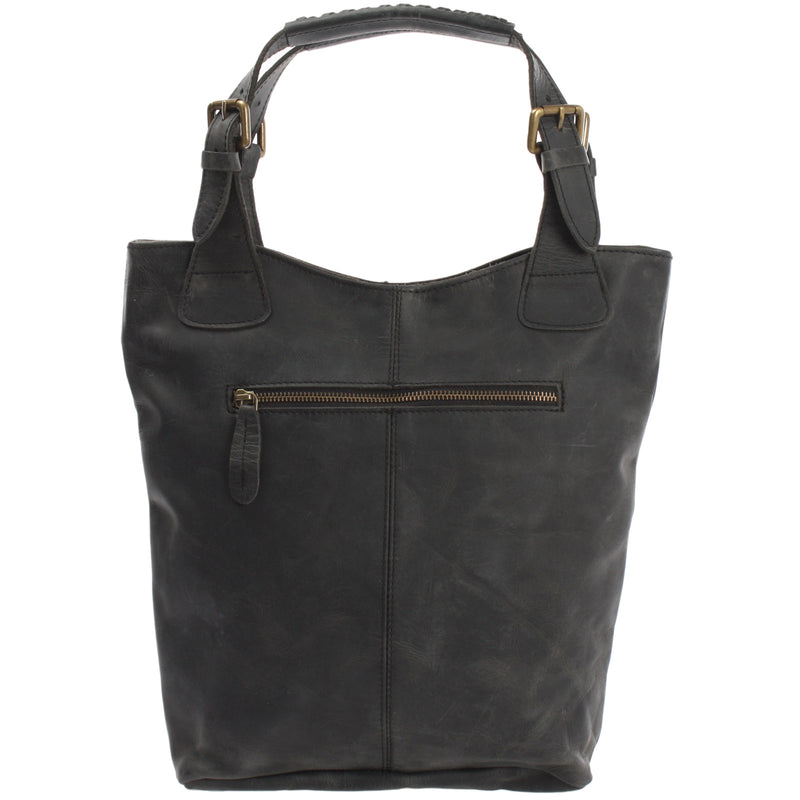 Leconi Henkeltasche Ledertasche Damentasche Leder grau LE0033 Räumungsverkauf