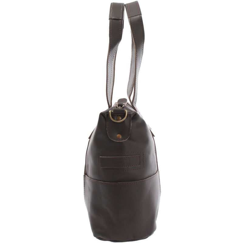 Leconi Shopper Schultertasche Henkeltasche Leder dunkelbraun LE0034 Riesige Ersparnisse
