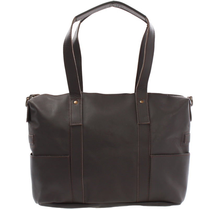 Leconi Shopper Schultertasche Henkeltasche Leder dunkelbraun LE0034 Riesige Ersparnisse