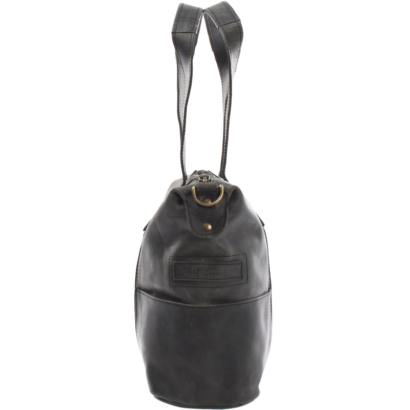 Leconi Shopper Schultertasche Henkeltasche Leder grau LE0034 VIP-Rabatte