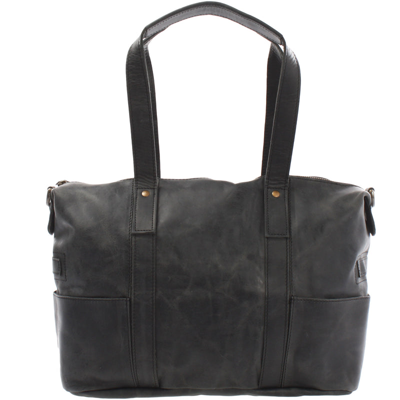 Leconi Shopper Schultertasche Henkeltasche Leder grau LE0034 VIP-Rabatte