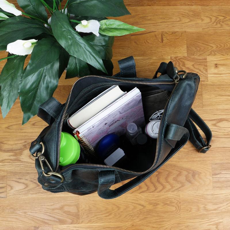 Leconi Shopper Schultertasche Henkeltasche Leder grau LE0034 VIP-Rabatte