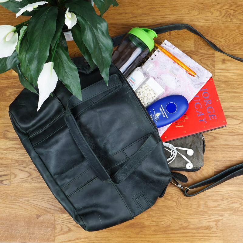 Leconi Shopper Schultertasche Henkeltasche Leder grau LE0034 VIP-Rabatte