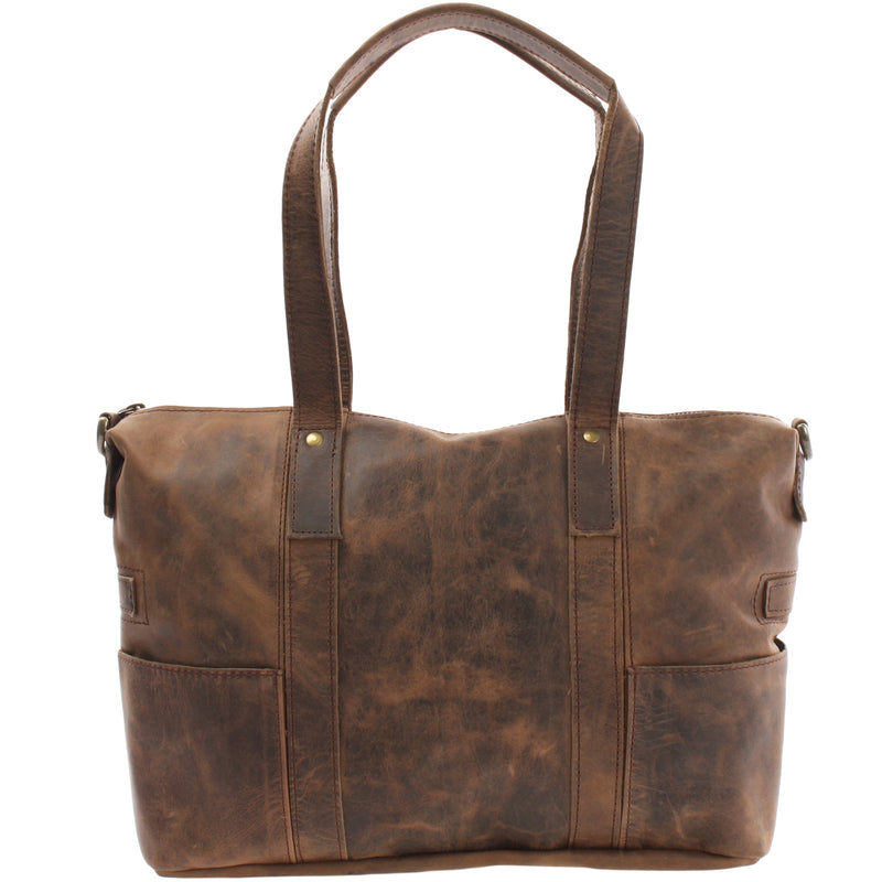 Leconi Shopper Schultertasche Henkeltasche Leder schlamm LE0034 Tiefpreis
