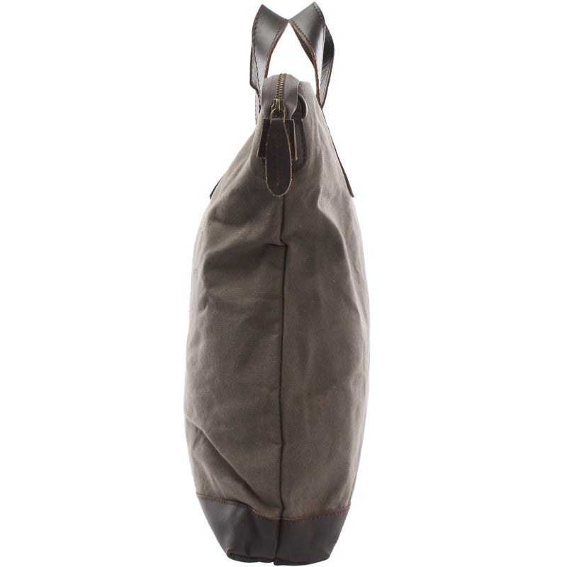 Leconi Shopper Henkeltasche Damen Canvas Leder grau LE0037 Wochenangebot