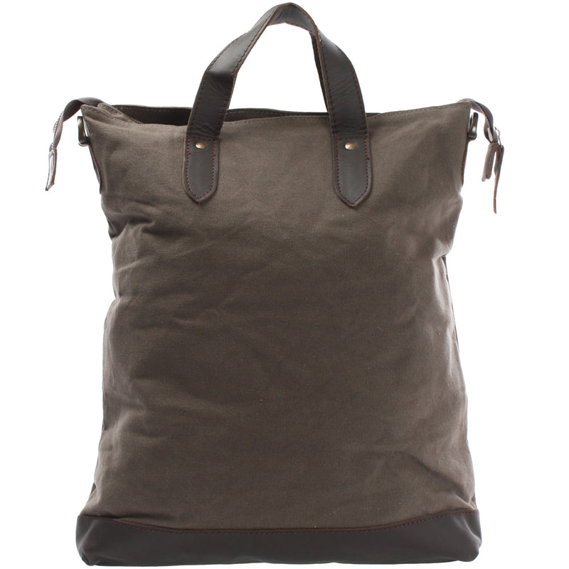 Leconi Shopper Henkeltasche Damen Canvas Leder grau LE0037 Wochenangebot