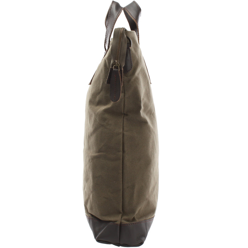 Leconi Shopper Henkeltasche Damen Canvas Leder grün LE0037 Begrenzte Freigabe