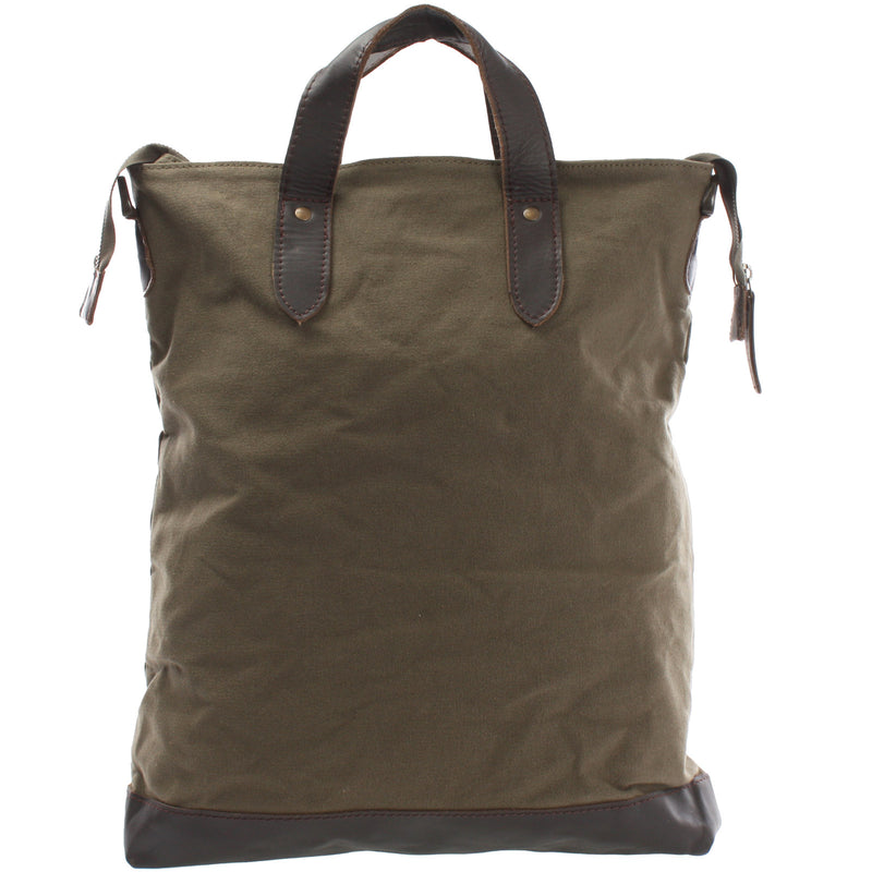 Leconi Shopper Henkeltasche Damen Canvas Leder grün LE0037 Begrenzte Freigabe