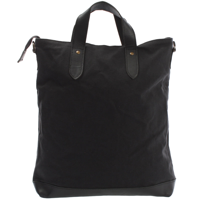 Leconi Shopper Henkeltasche Damen Canvas Leder schwarz LE0037 Letzte 3 Tage