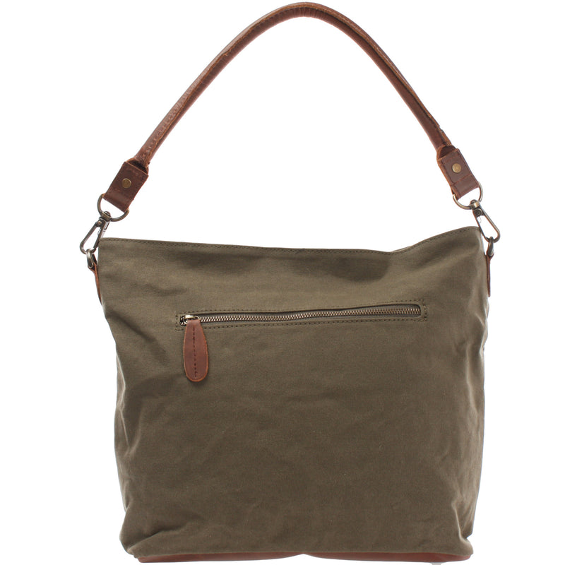 Leconi Schultertasche Umhängetasche Ledertasche Canvas Leder grün LE0039 JETZT KAUFEN