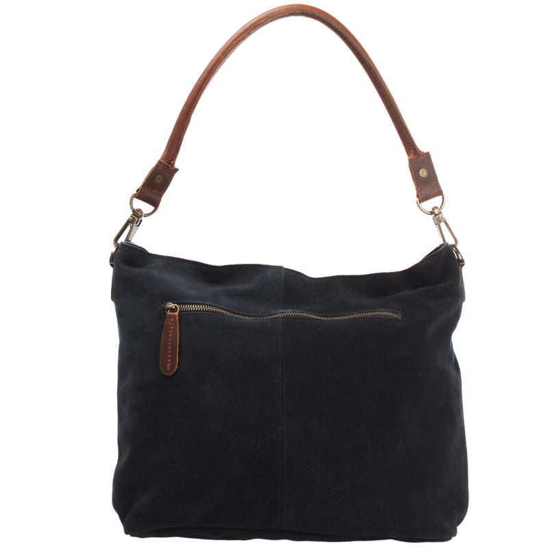 Leconi Schultertasche Umhängetasche Ledertasche Veloursleder anthrazit LE0039 Neueste Stile