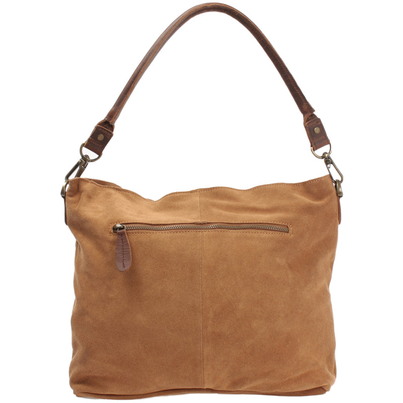 Leconi Schultertasche Umhängetasche Ledertasche Veloursleder cognac LE0039 Letzte 2 Tage