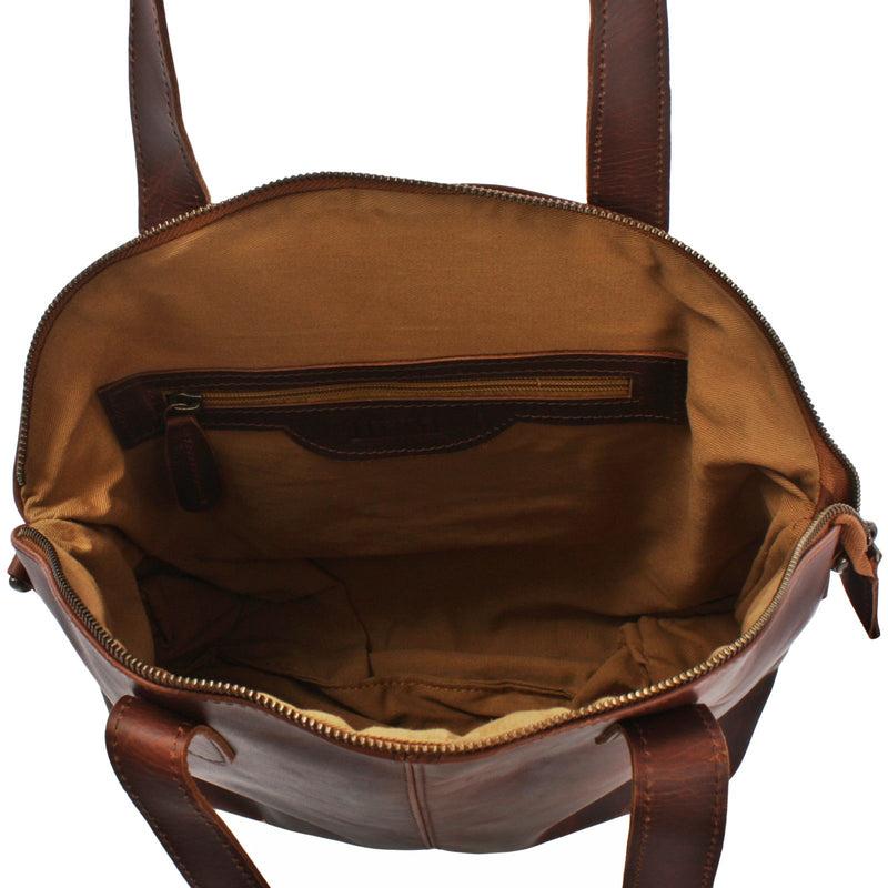 Leconi Shopper Schultertasche Damen Handtasche Ledertasche Henkeltasche Leder braun LE0060 Zeitbegrenzte Promotion