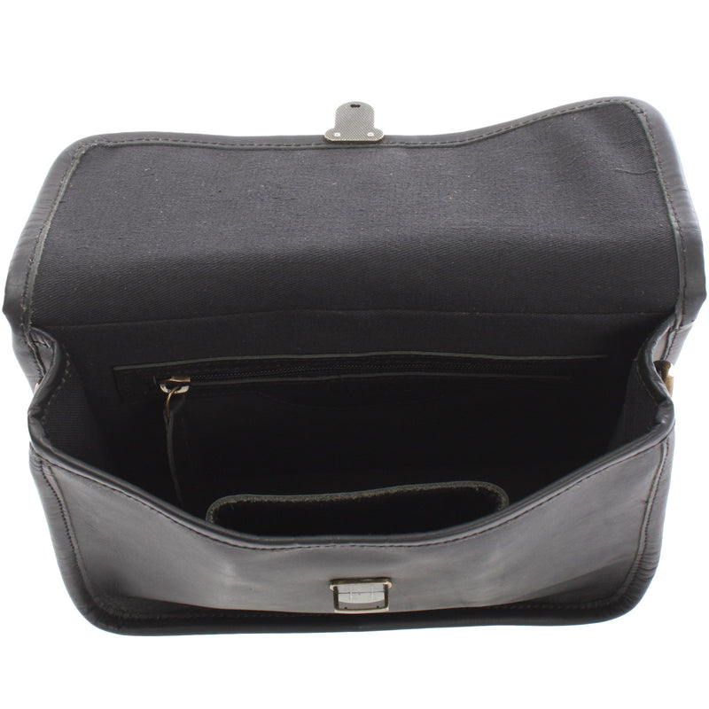 Leconi kleine Schultertasche Umhängetasche Leder Rindsleder schwarz LE3041 Bis zu 65% Rabatt