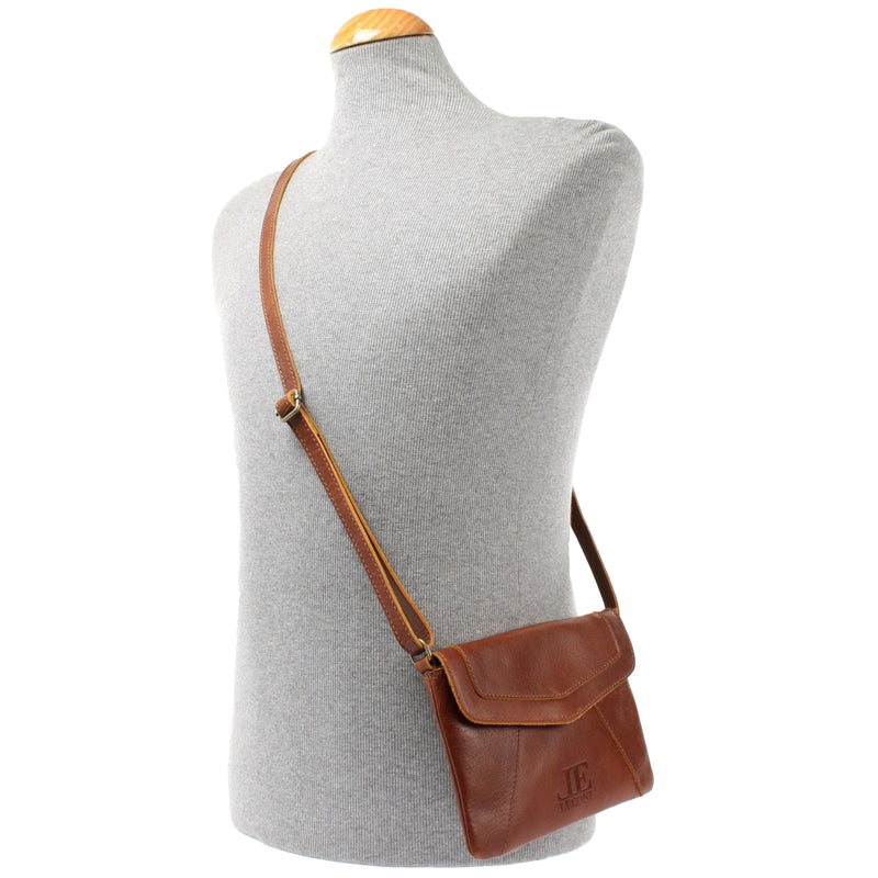 Leconi kleine Umhängetasche Ledertasche Damentasche Schultertasche Leder braun LE3078 Nur für heute