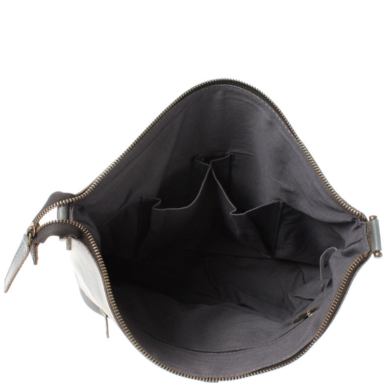 Leconi Umhängetasche Schultertasche Damentasche Ledertasche Leder graublau LE3067 Vierteljährliche Förderung