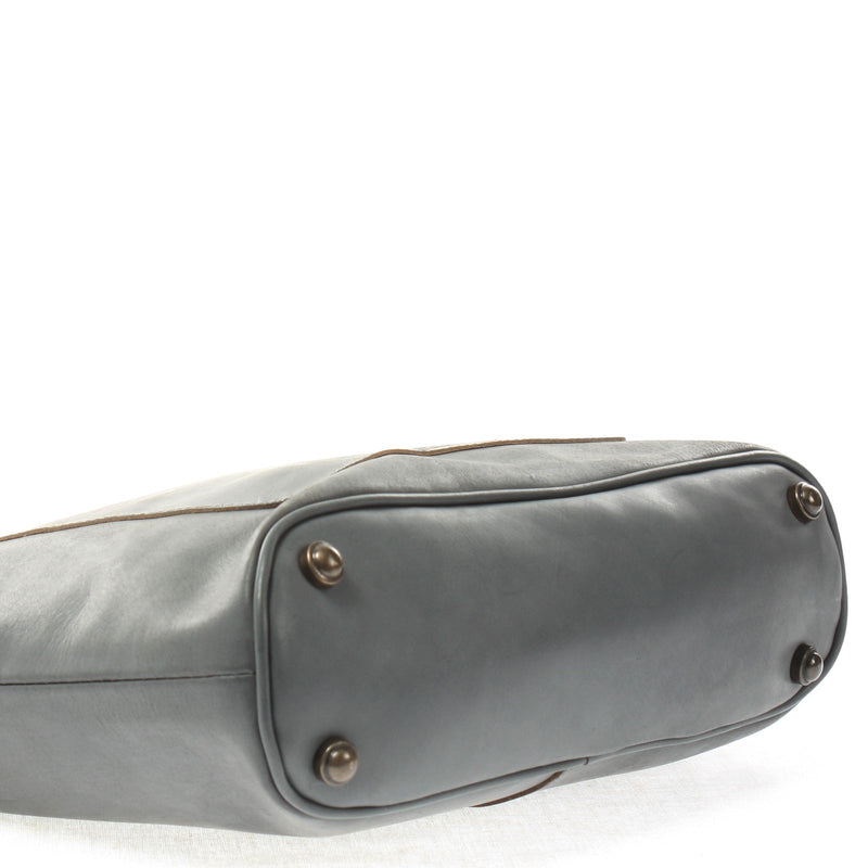 Leconi Umhängetasche Schultertasche Damentasche Ledertasche Leder graublau LE3067 Vierteljährliche Förderung