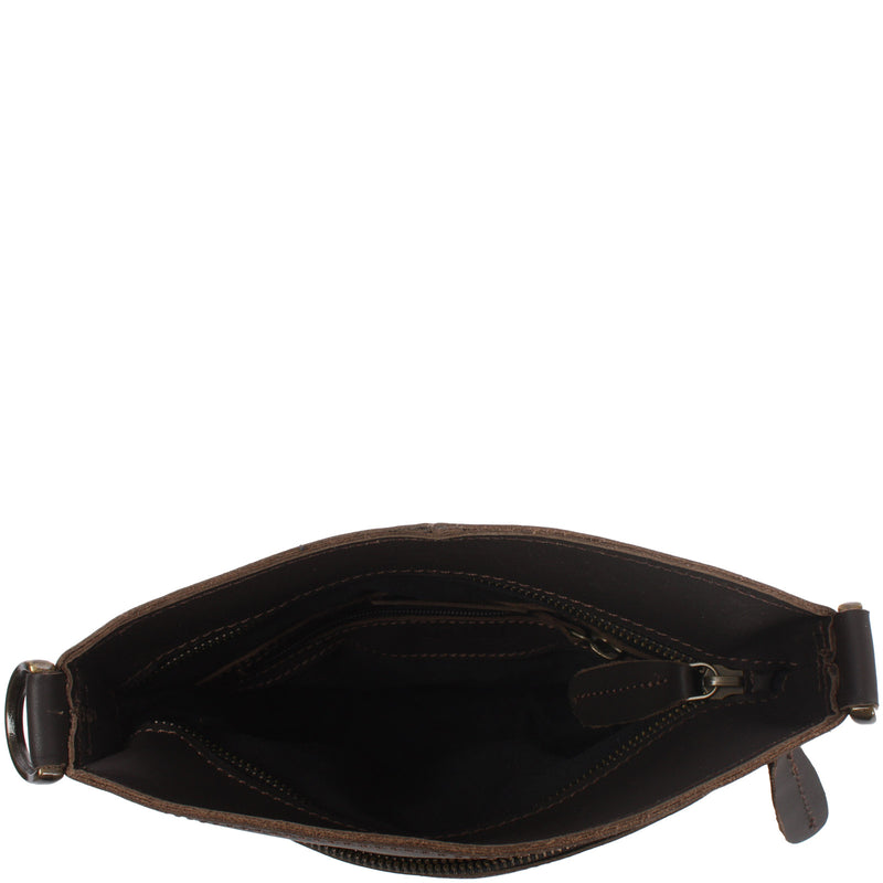 Leconi kleine Umhängetasche Schultertasche Freizeittasche Leder dunkelbraun LE3049 Bis zu 55% Rabatt