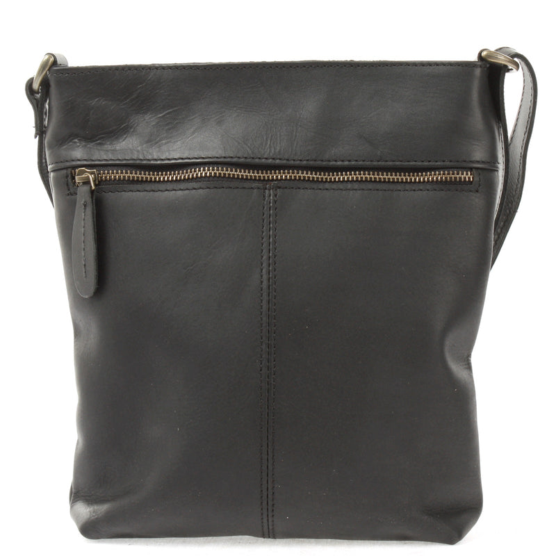 Leconi Umhängetasche Schultertasche Damen Herren Used Look Leder schwarz LE3072 Super Rabatt
